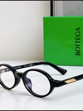 Bottega Veneta Black Oval Retro Eyeglasses